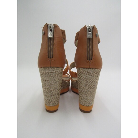 Womens 6.5 CAM Tan Leather Wedge T-Strap Sandals Antonio Melani Shoes Beach Boho - Picture 11 of 16